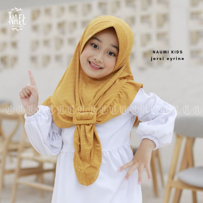 [Ori Nael] NAUMI  KIDS ••hijab instan Jersey ayrine••kerudung anak•gesper free