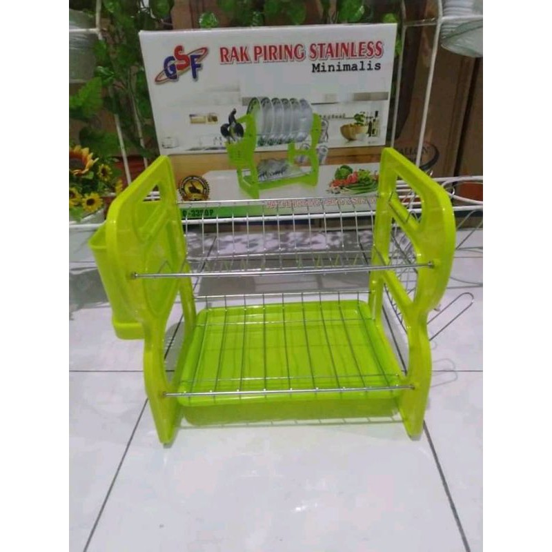 Rak Piring Dapur 2 Susun Mini tempel tembok
