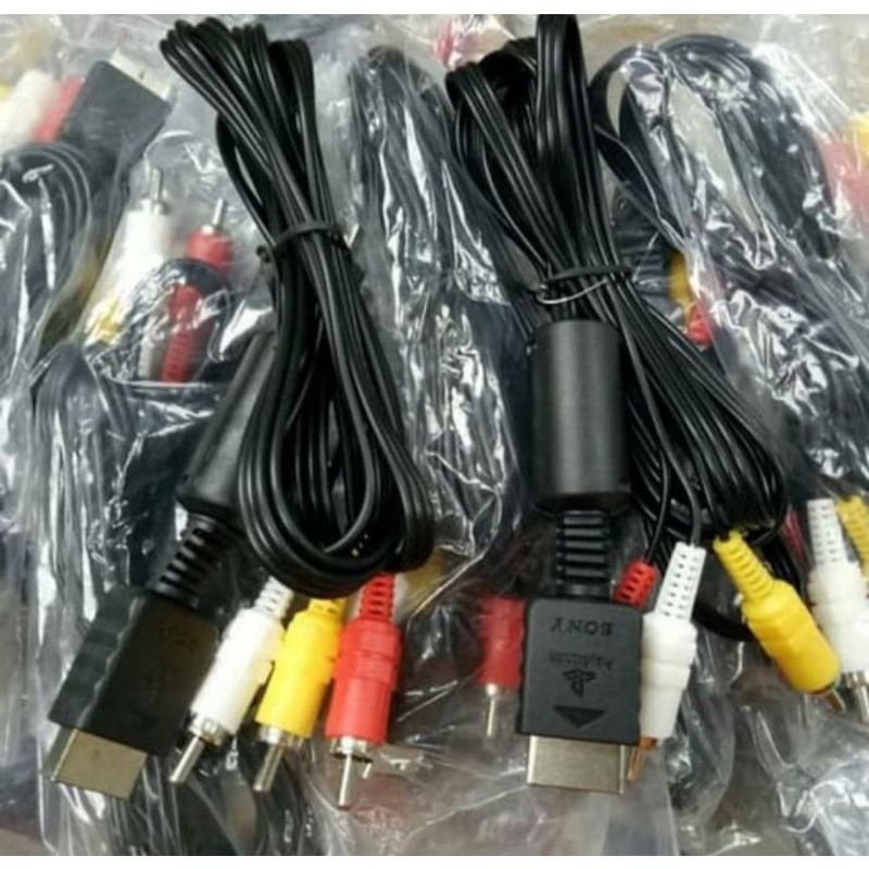 KABEL CABLE AV RCA VIDEO KE TV PS1 PS 1 PS ONE PS2 PS 2 PS3 PS 3 SONY PLAYSTATION ORIGINAL PABRIK OP