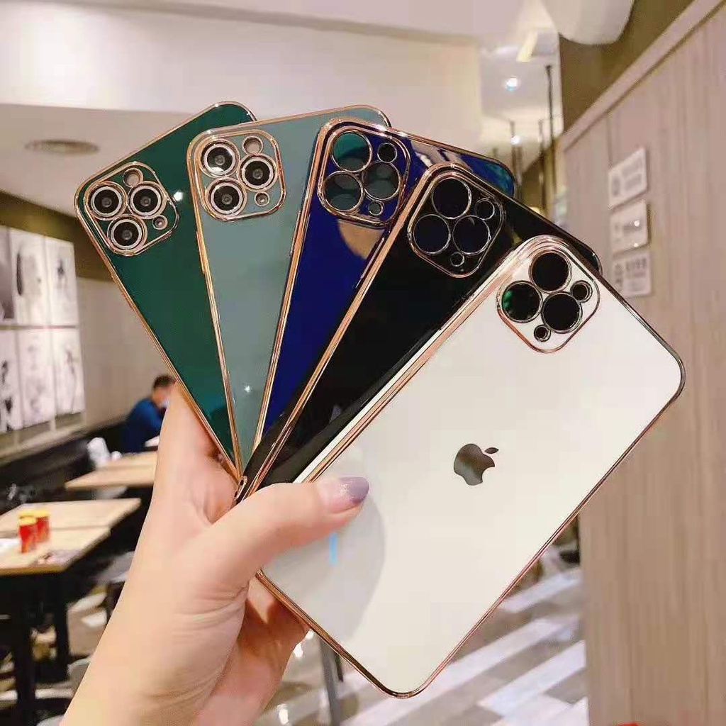 IPHONE Case Pelindung Lensa 12pro 12promax 12mini 8plus 7 Xr Xs X 11 Pro Max I6 6s Bahan Silikon Electroplating