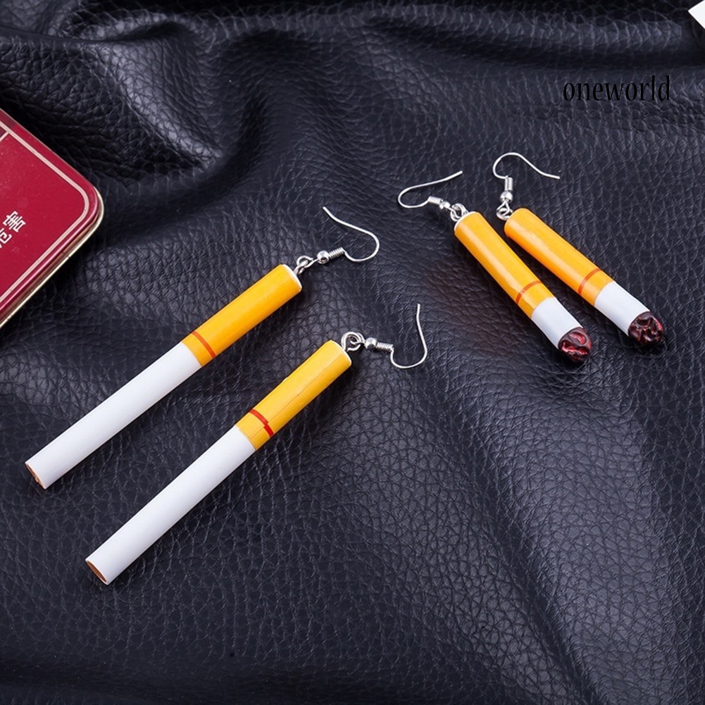 OW@ Funny Women Cigarette Butts Pendant Hook Dangle Earrings Party Jewelry Gift