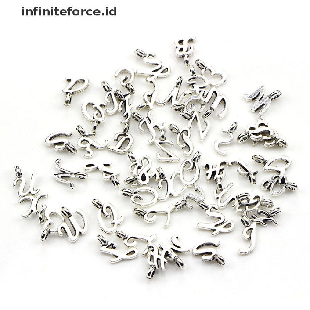 (Infiniteforce.Id) 52pcs / Set Liontin Silver Tibet 26 Huruf A-Z Diy