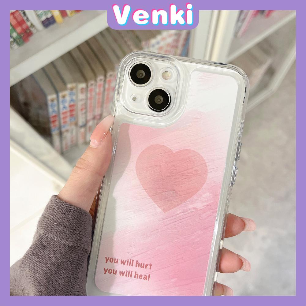 iPhone Case Silicone Soft Case Clear Case Thickened Shockproof Protection Camera Metal Button Pink Heart Compatible For iPhone 11 Pro Max 13 Pro Max 12 Pro Max 7Plus xr XS Max