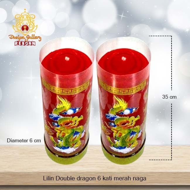 Lilin/Candle Puja Sembahyang Double Dragon 6 Kati Merah Naga