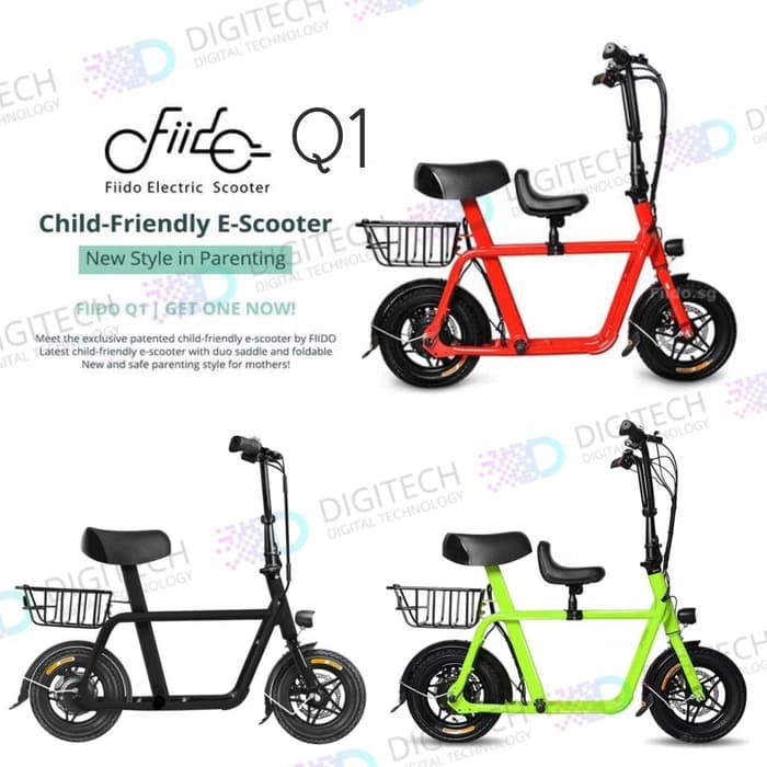 Jual Sepeda Scooter Listrik FIIDO Q1 Series 36V 250W 10.4Ah - Hitam terbaik