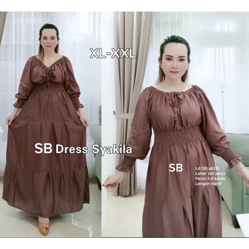 dress sakila jumbo polos bigsize sabrina canda premium