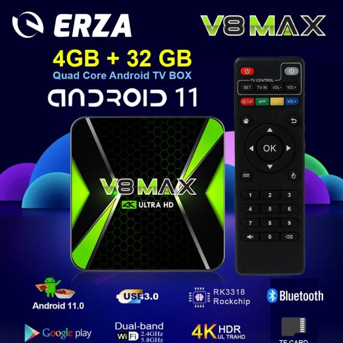 TV Box Android 4GB 32GB Quad Core 4K 2.4G 5.8G WIFI Bluetooth Termurah