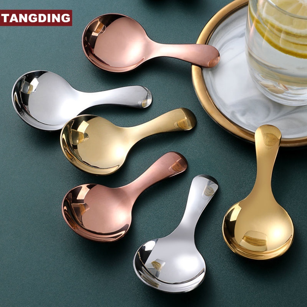 【COD Tangding】Sendok Scoop Es Krim / Dessert Mini Bahan Stainless Steel Dengan Gagang Pendek Untuk Bayi / Anak