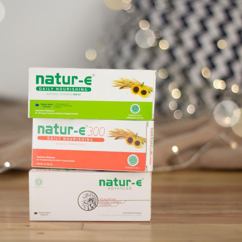 NATUR E 3 VARIAN - VITAMIN E NATURAL100 IU - NATUR E NOURISHING 300 IU - NATUR E ADVANCED ASTAXANTIN - NATUR E WHITE GLUTATHIONE