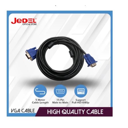 Cable vga jedel 5 meter m-m standard 720p HD for pc laptop - Kabel vga d-sub 15 pin 5m male for monitor projector tv