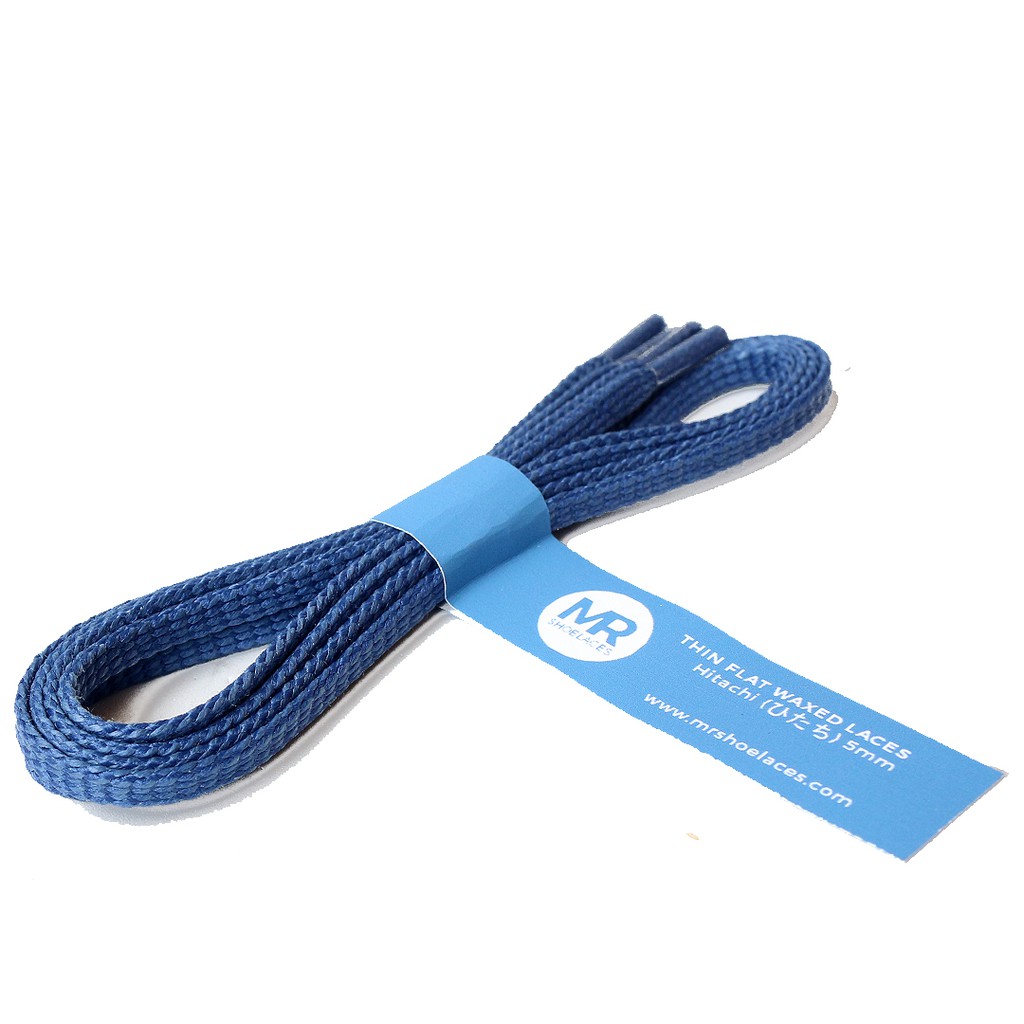 MR Shoelaces TH19 Hitachi (Endless Blue) Tali Sepatu Lilin Gepeng Thin 3-4mm (Waxed Laces) 50cm 80cm 120cm 150cm