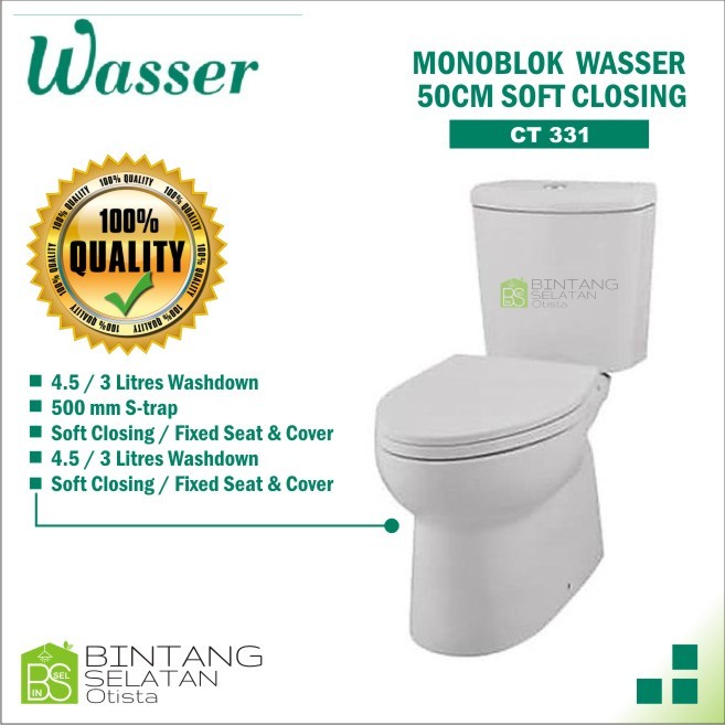 MONOBLOK / KLOSET DUDUK WASSER CT 331 50CM SOFT CLOSING