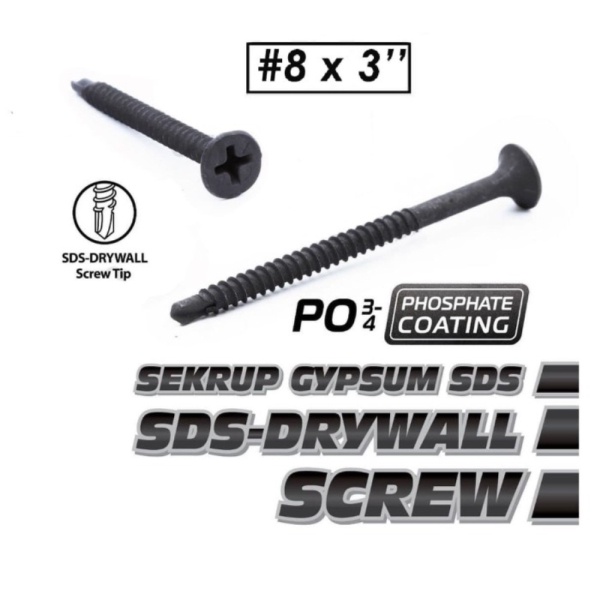 New #8x3'' Sekrup SDS Drywall Gypsum 7cm  Drywall Screw  Fastener shopee
