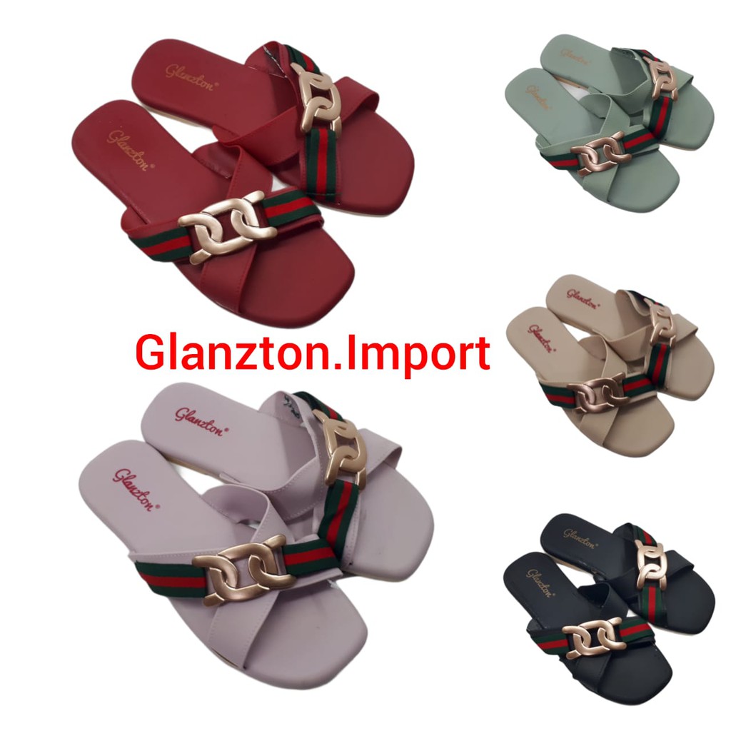 Glanzton M-2130 EL Size 37 - 41 Sandal Selop Terbaru Wanita Flip Flop Ori Murah Import Karet Jelly