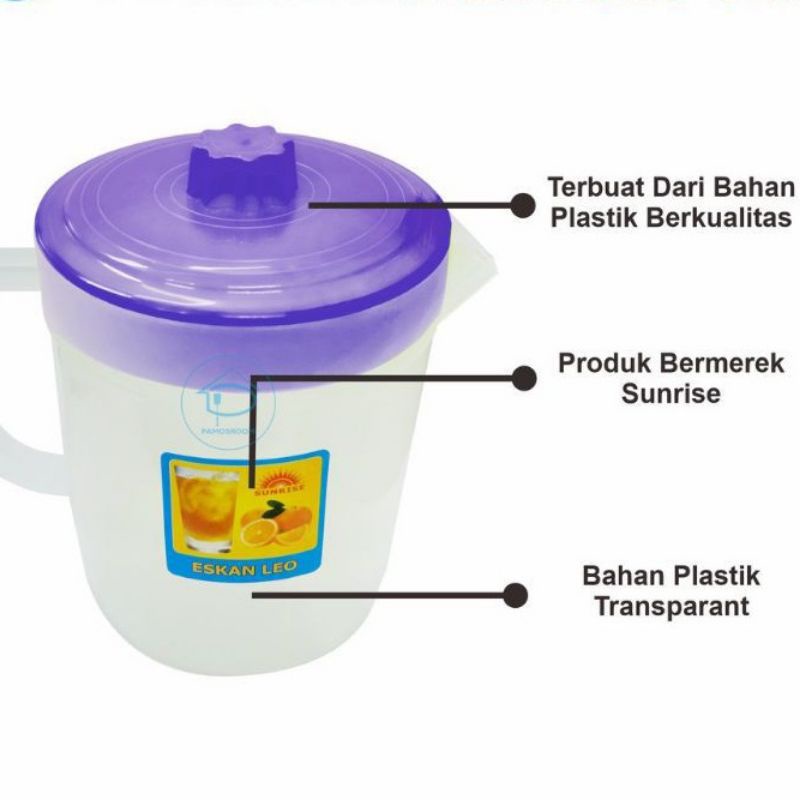 Teko Air Plastik 1.5 Liter Water Jug Eskan Pitcher Tempat Air Minum Tahan Panas Bening Murah Serbaguna