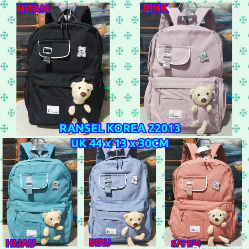 tas ransel bear Korea anak kode A1706/ 22013/A2005 import anak perempuan SD SMP bahan kanvas parasut ransel jinjing handbags