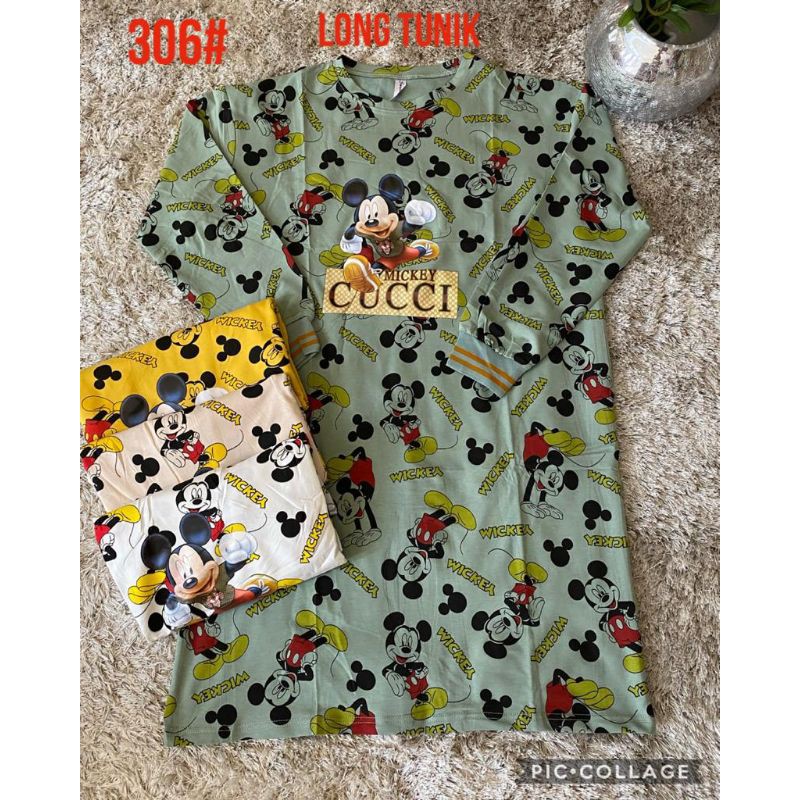 Tunik kaos Import JUMBO Full MickeyGucci Print#306