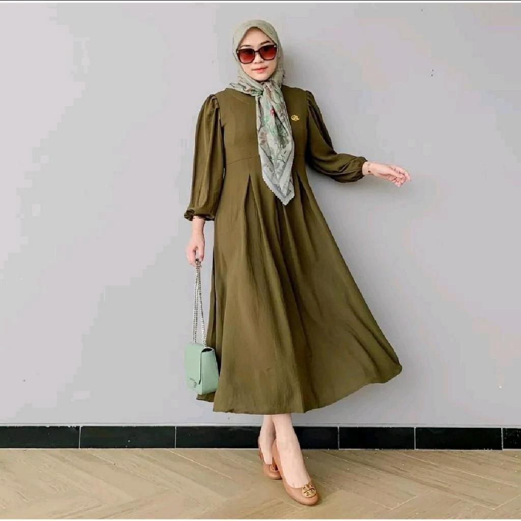 MIDI DRESS WANITA KEKINIAN CRINKLE AIRFLOW // MIDI REMAJA TERBARU 2023