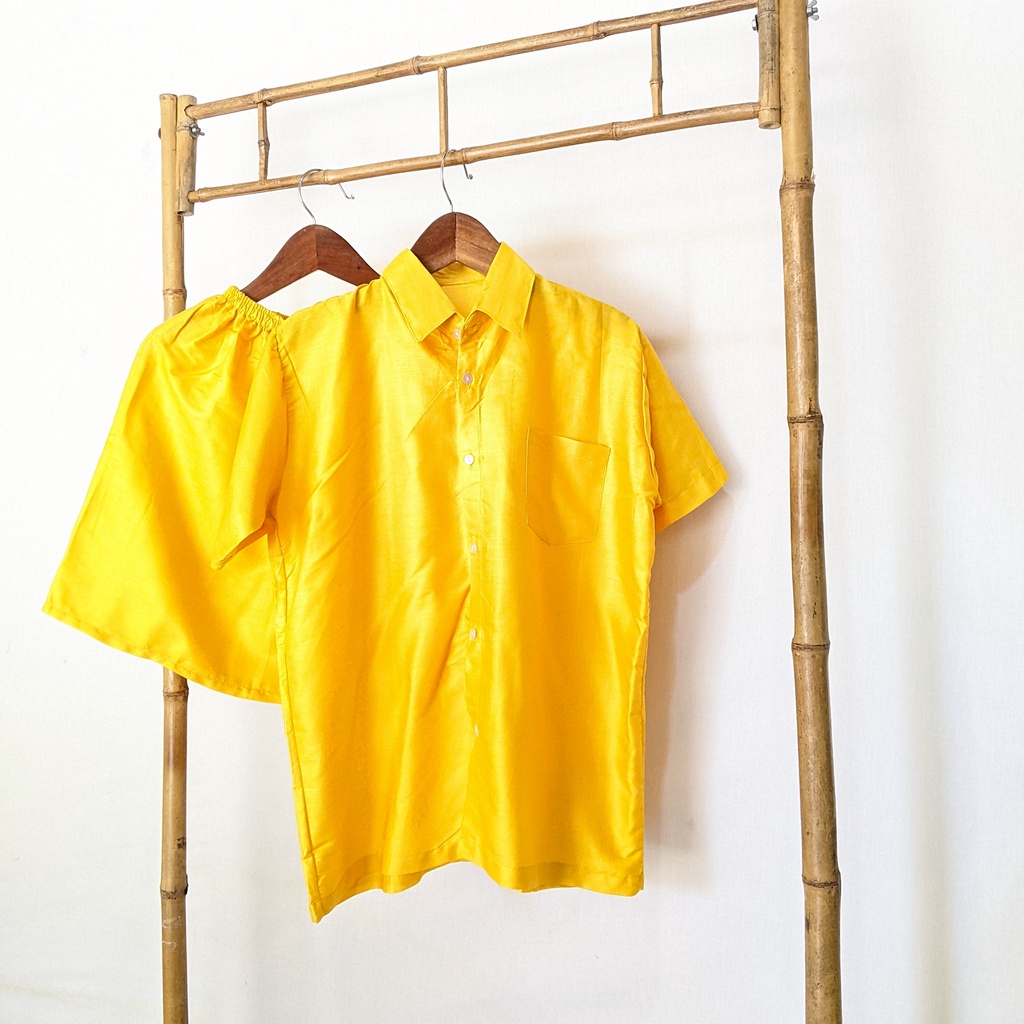 Pajamas Polos Setelan Baju Tidur Lengan Pendek Celana Pendek Polos | Plain Sleepwear Daily Set | Baby Doll Polos-yellow