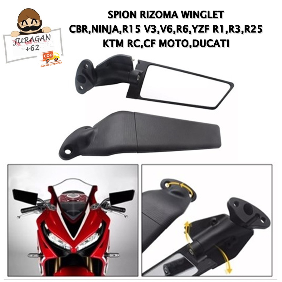 SPION RIZOMA WINGLET CBR NINJA R15 V3 V6 R6 YZF R1 R3 R25 KTM RC CF MOTO DUCATI NMAX XMAX