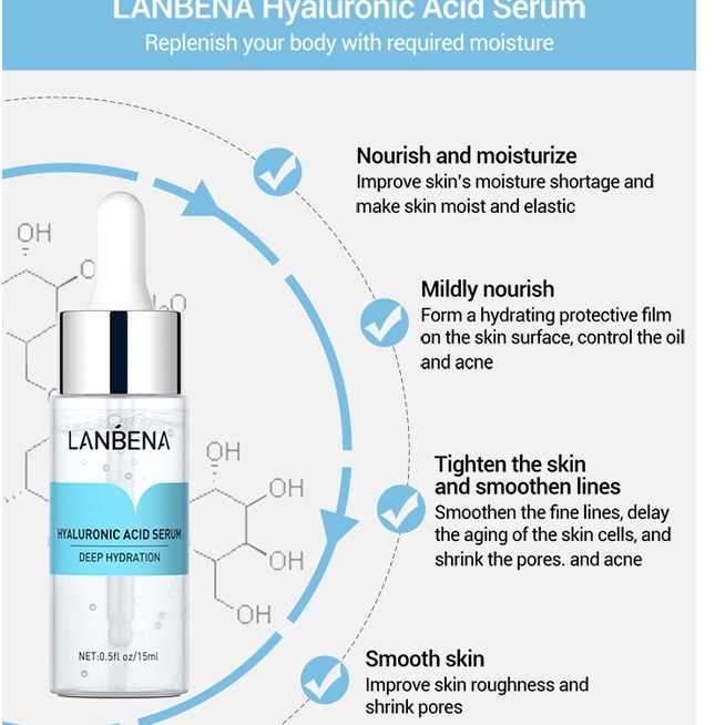 [BARU]LANBENA Serum Asam Hyaluronic MeMperbaiki Kulit Wajah Kekasaran Kusam Meremajakan Melembabkan Menutrisi Dan Mengangkat Kulit Sekaligus Mengencangkan Mengecilkan Pori-Pori Kontrol Minyak