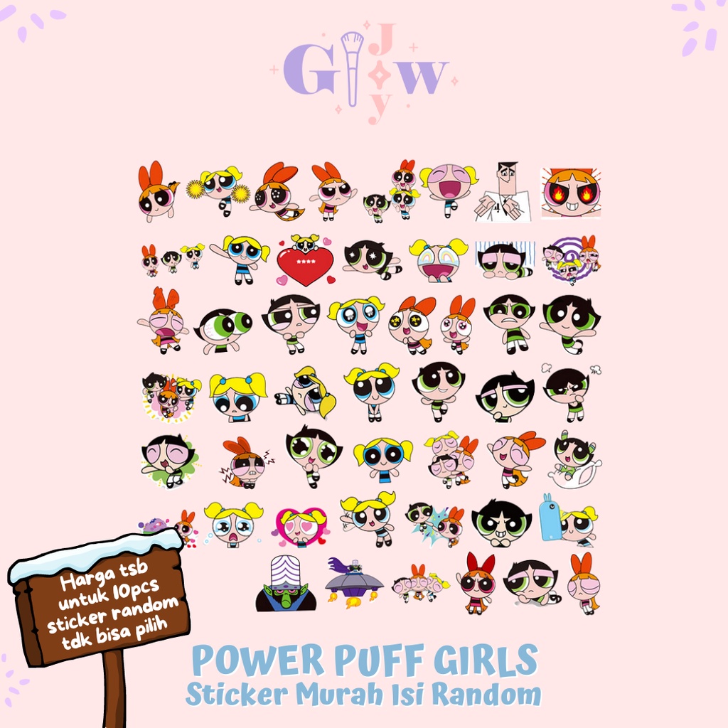 A23 STICKER 10PCS (POWER PUFF GIRLS) anti air notebook scrapbook label tempel motif kartun superhero super hero unik lucu atk alat tulis kantor murah viral termurah kartun komputer leptop handphone hp smartphone koper laptop tembok kulkas disney