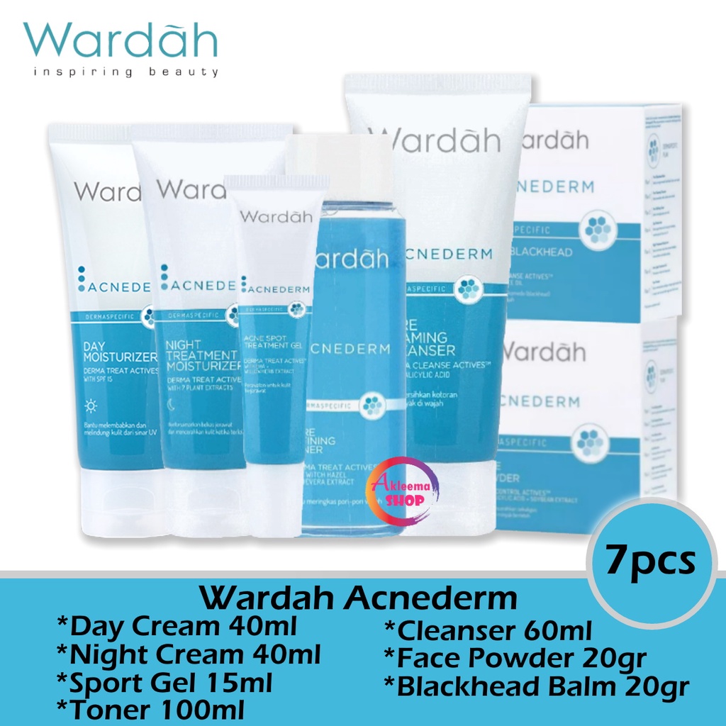 Paket Wardah Acnederm Perawatan Wajah Berjerawat Komplit- 7 Pcs