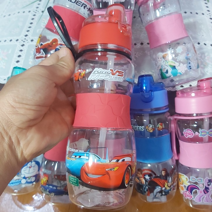 Botol Minum Anak Karakter Motif Kartun Lucu Imut 400 600 ML - Botol Minum Anak Sekolah TK SD Karakter Lucu