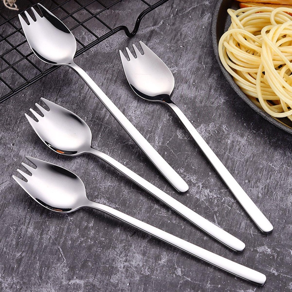 NICKOLAS1 Spork Piknik Camping Gagang Panjang Reusable Alat Makan Sendok Dessert Outdoor