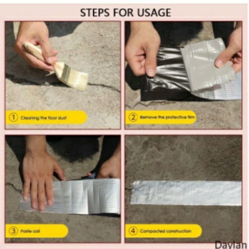 (5×5meter) Lakban Anti Bocor Lem Anti Air Aluminium Foil Butyl Super Waterproof Tape Tambal