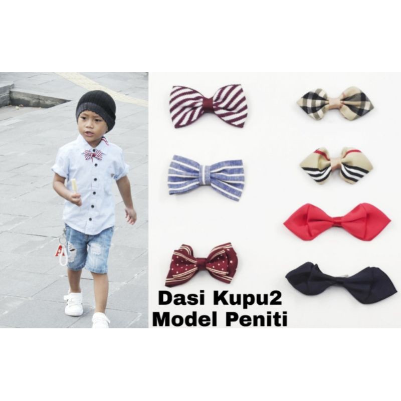 Dasi Kupu Anak Motif dan Polos / Bros Model Peniti