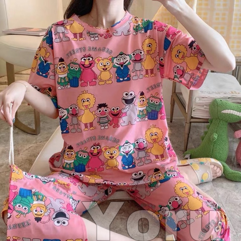 Pamelo.id Set Import / Baju stelan import / Fashion Import / Pajamas import / Piyama Import / Korea Style / Baju Tidur Murah / Babydoll / Set wanita import C7/8 /Stelan 7/8 /Baju tidur C7/8/ Celana 7/8 / Set celana sedengkul selutut / Import Murah