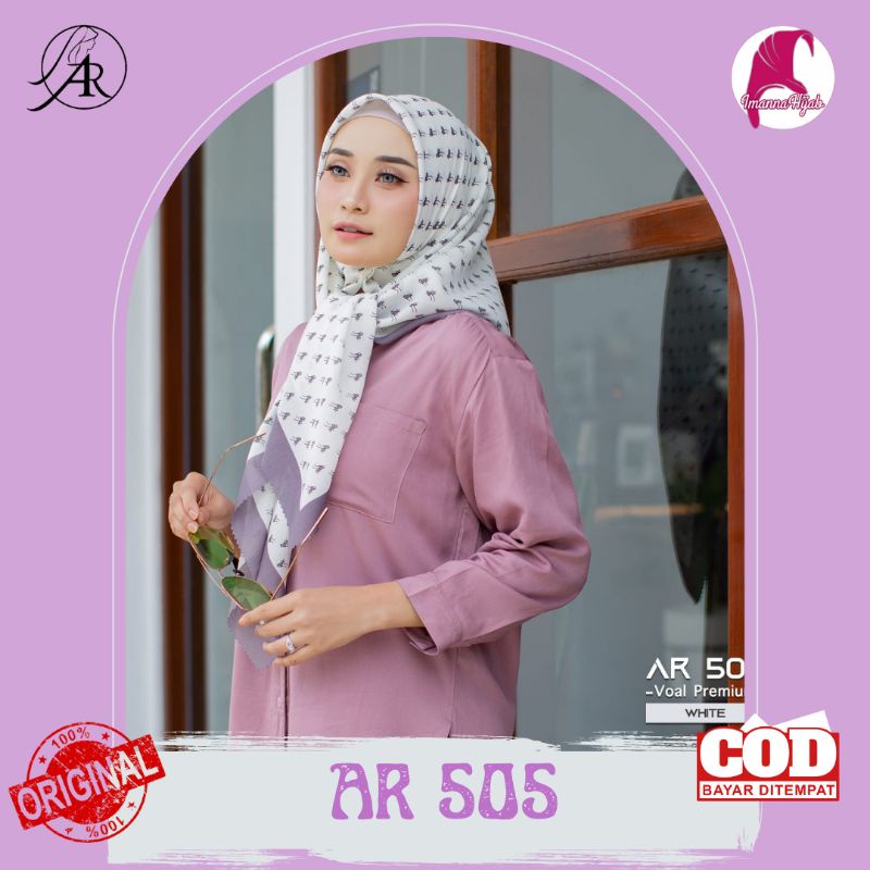 [COD] HIJAB ARRAFI TERBARU | Jilbab SegiEmpat / Hijab SegiEmpat Voal Motif AR 505 ORI by Hijab Ar Ra