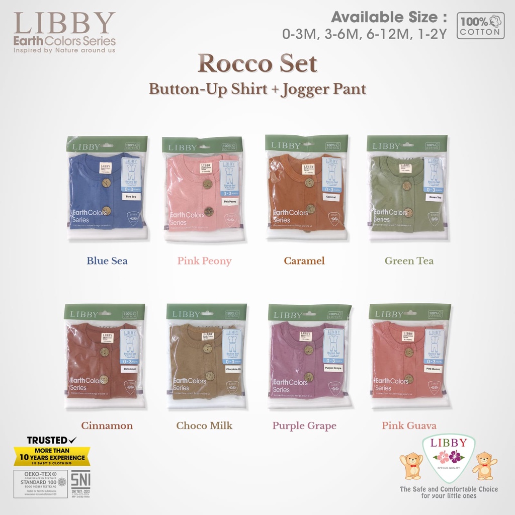 LIBBY MURAH SETELAN PENDEK CELANA JOGGER EARTH COLORS ROCCO SET CELANA JOGER SERIES PIYAMA STLROJO