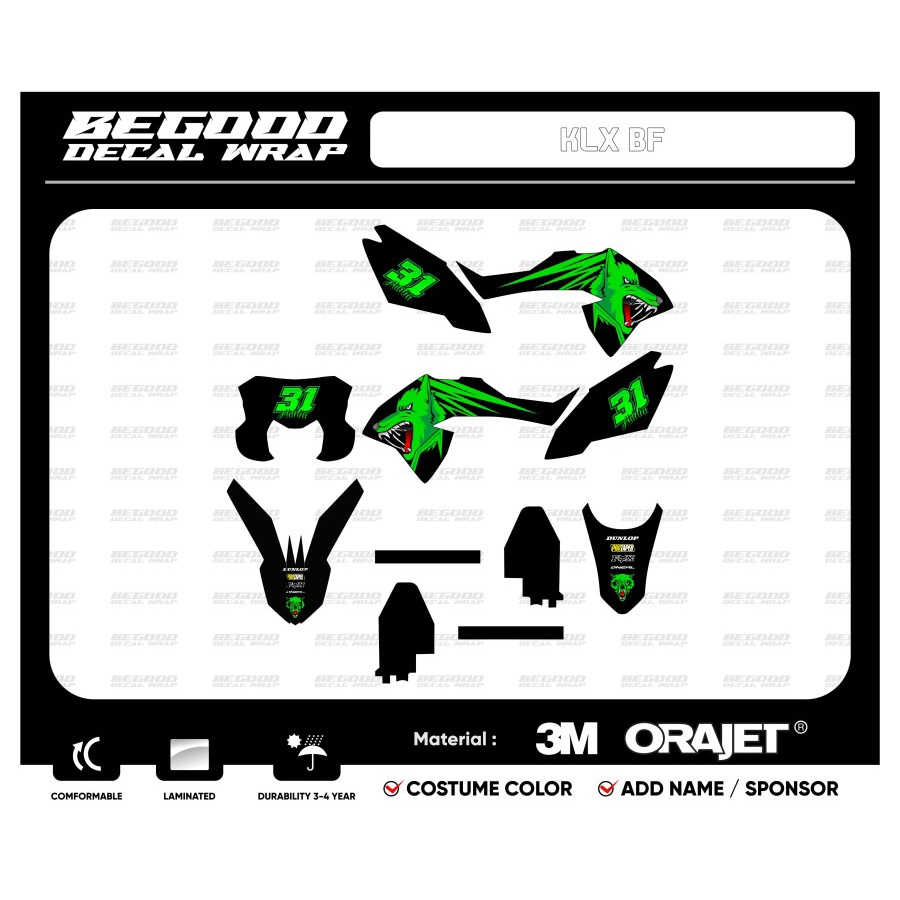 DECAL KLX BF HIJAU