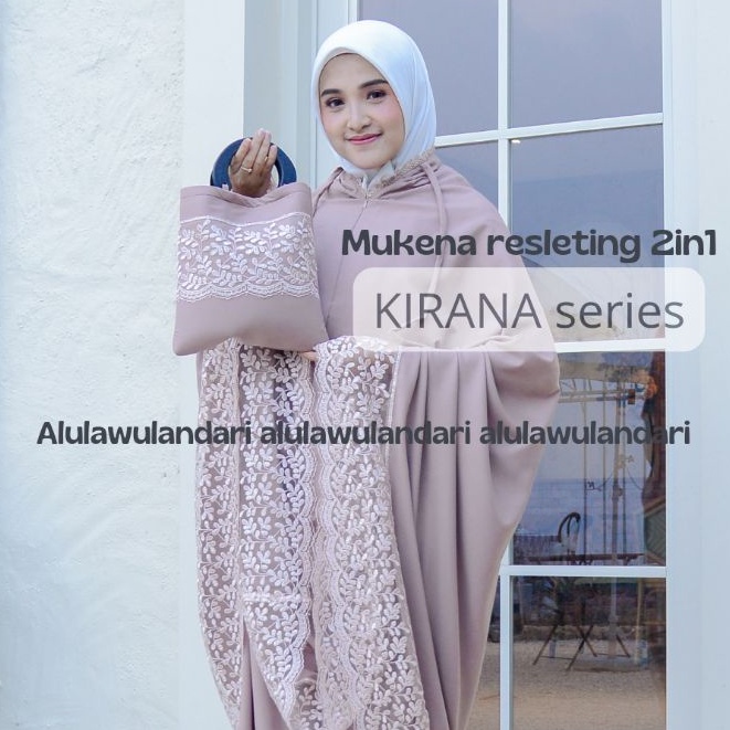 mukena resleting 2 in 1 dewasa jumbo katun renda tile glossy mewah KIRANA series