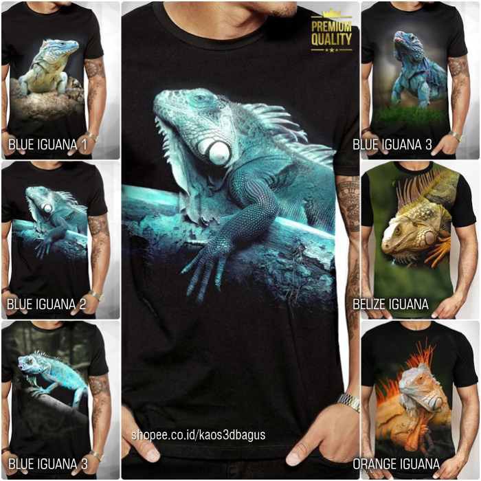 Baju KAOS IGUANA | Kaos IGUANA BIRU | Cayman Blue Iguana | KAOS REPTIL KEREN Reptil Mania Indonesia