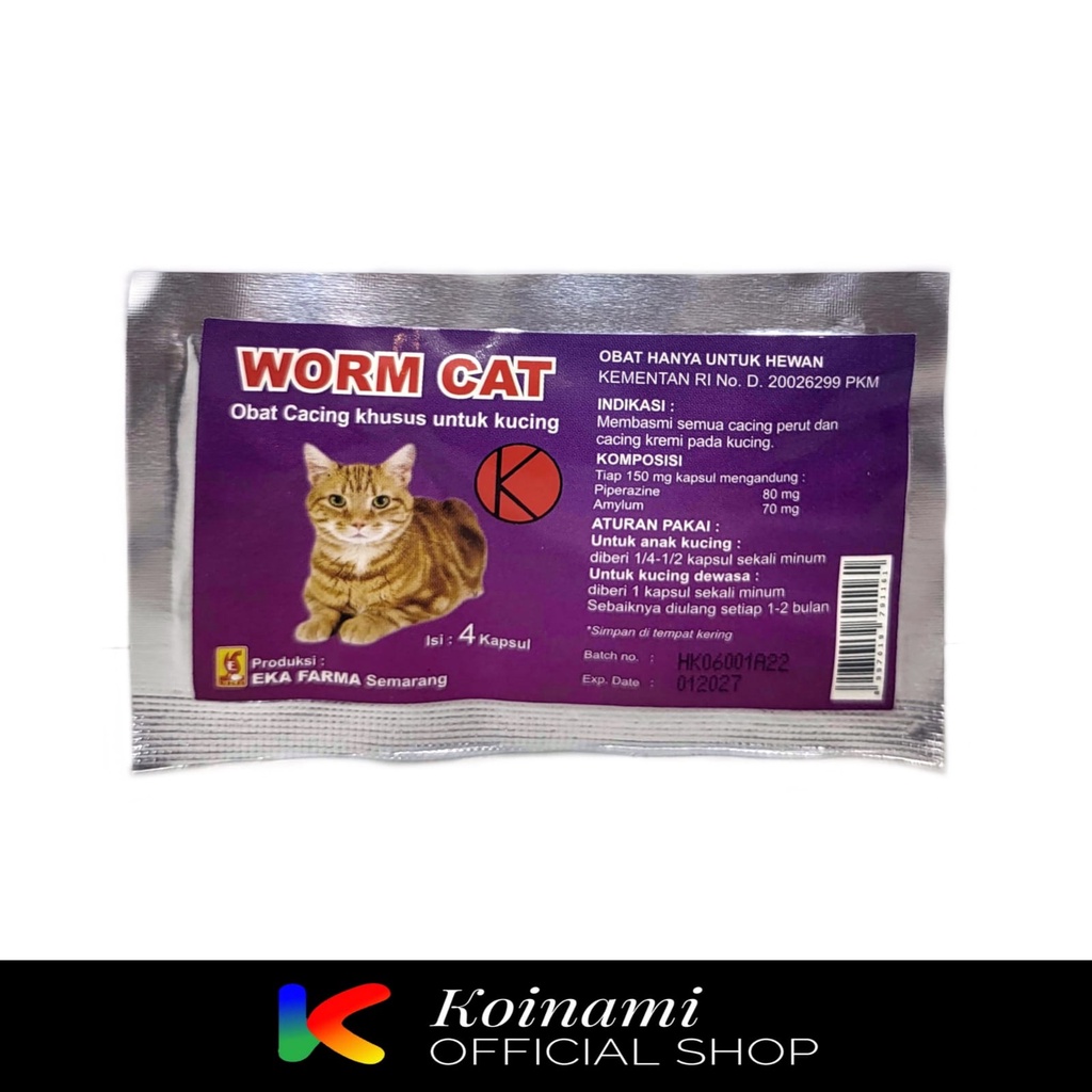 Worm Cat 4 Kapsul - Obat Cacing Kucing - Deworming Kucing - Eka Farma