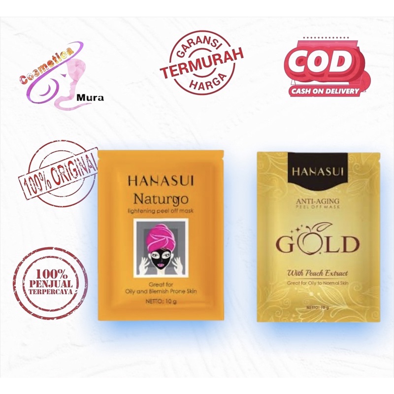 *masker wajah* ⚡️harga per sachet || hanasui naturgo black mask || hanasui peel off mask gold || hanasui gold mask