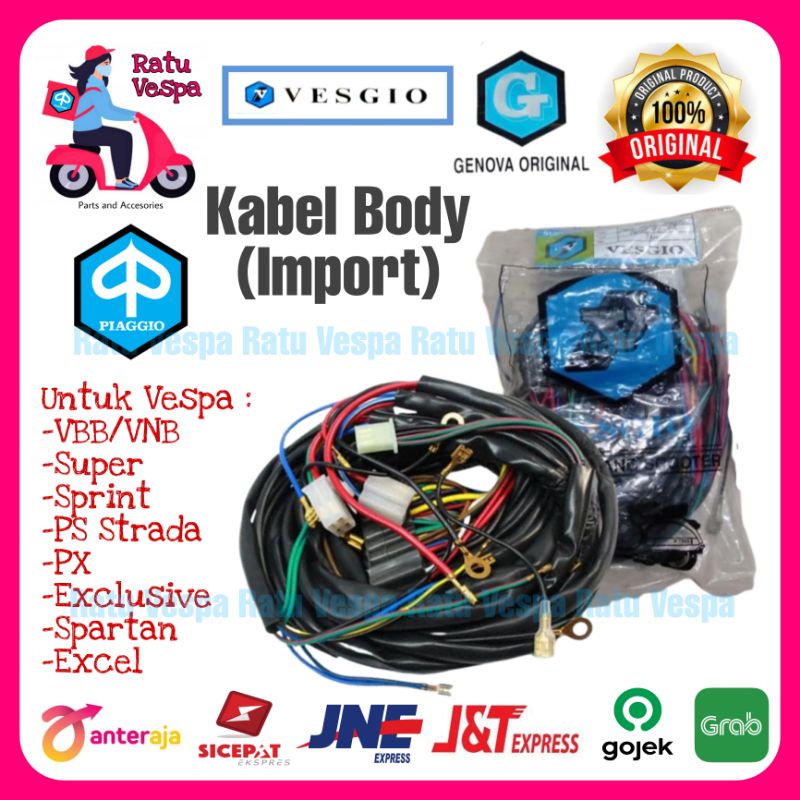 Kabel Body Vespa Super,Sprint,PXExclusive,Excel 92-98 import VESGIO dan GENOVA