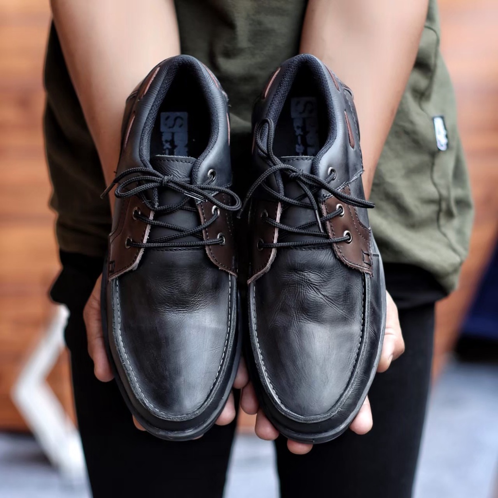 KRILY Sepatu Kasual Formal Hitam Kulit Asli Sepatu Kerja Kantor Terbaru Murah