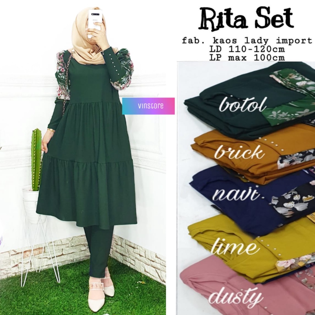 RITA SET BY VINSTORE | RITA SETELAN ONESET LD 110-120CM LP MAKSIMAL 100CM KAOS LADY IMPORT MELAR