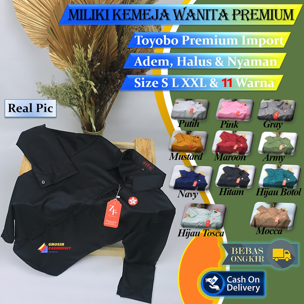 BAJU KEMEJA HEM BLOUSE ATASAN TUNIK WANITA HITAM CASUAL POLOS FORMAL LENGAN PANJANG WANITA Korea Kek