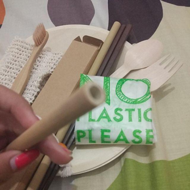Bali Paper Straw & Brush Sikat Pembersih Sedotan Kaca Bambu Stainless Minum Kertas Ramah Lingkungan