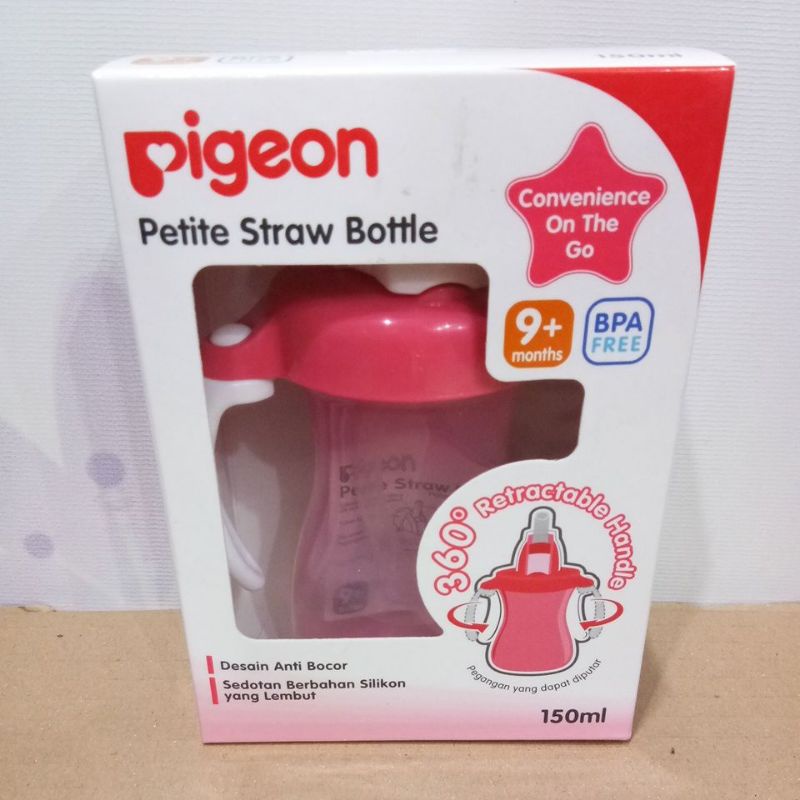 PIGEON PETITE STRAW BOTTLE 9+ PINK, ORANGE, BIRU 150ML