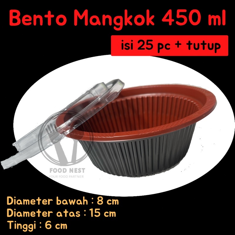 25pcs MIKA BENTO MANGKOK RAMEN + TUTUP 450ML / MANGKUK SALAD RICE BOWL PLASTIK TEBAL KOKOH / MIKA BENTO MANGKOK 450ML + TUTUP / MANGKOK RAMEN BOWL PLASTIK 25 SET