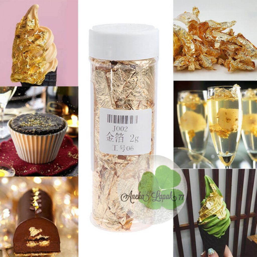 Edible Gold Leaf Foil HIASAN KUE taburan fondant cake hiasan kue kertas coklat foil