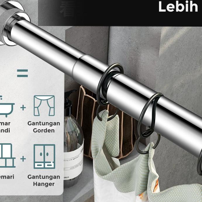 Terjamin... Inaso Tiang Hordeng Fleksibel Besi Gorden Pipa Gantungan Kamar Mandi Lemari Gawang Baju