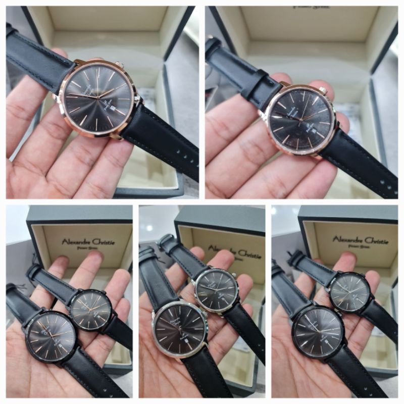 jam tangan couple alexandre christie ac1028 leather primo stell 1028 original