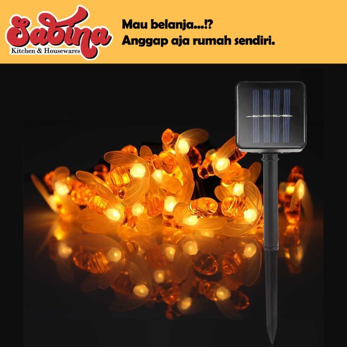 Lampu Hias Dekorasi Lebah Bee 50 LED with Solar Panel Finether Murah